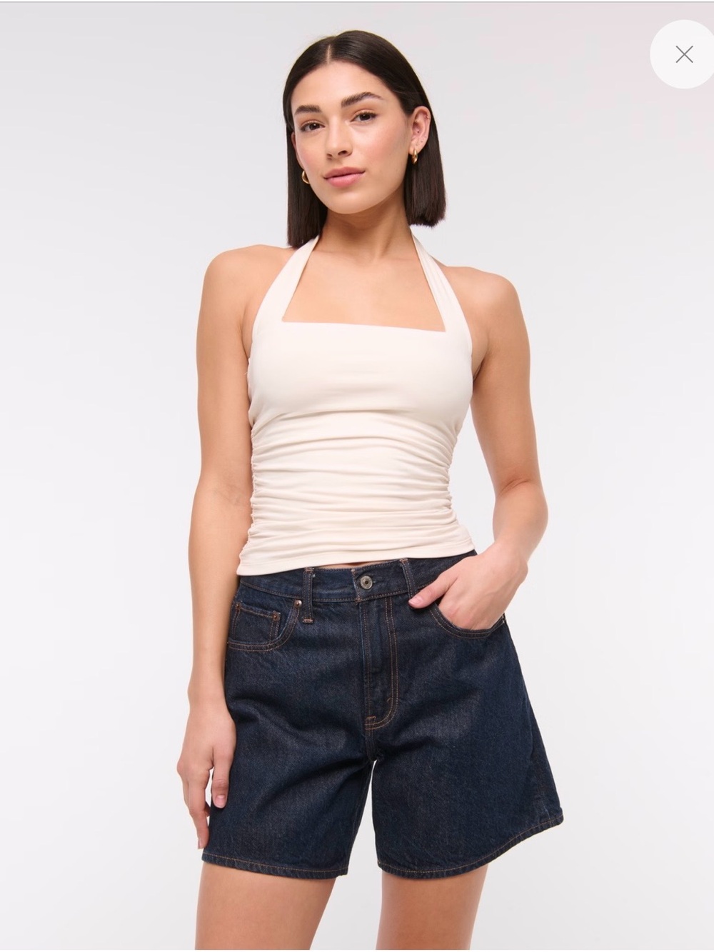 Abercrombie & Fitch Dark Blue High-Rise Denim Shorts - Picture 3 of 9